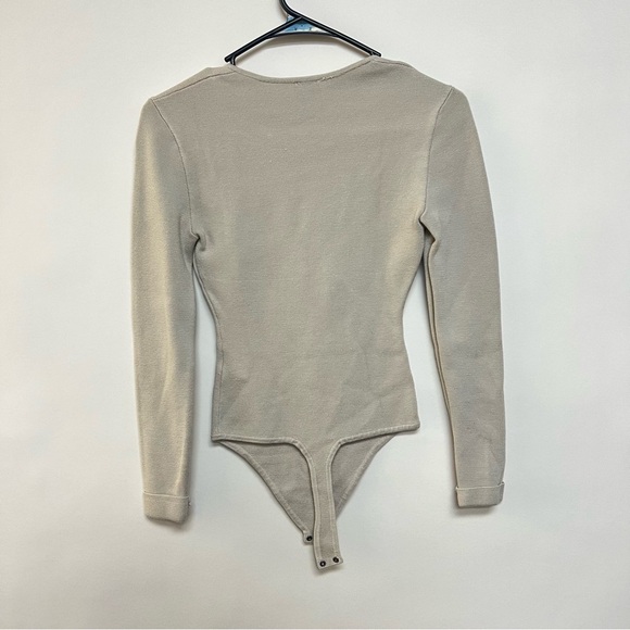 Abercrombie and Fitch Nude Beige Sweetheart Knit Bodysuit Stretchy Sand XS - Picture 7 of 7